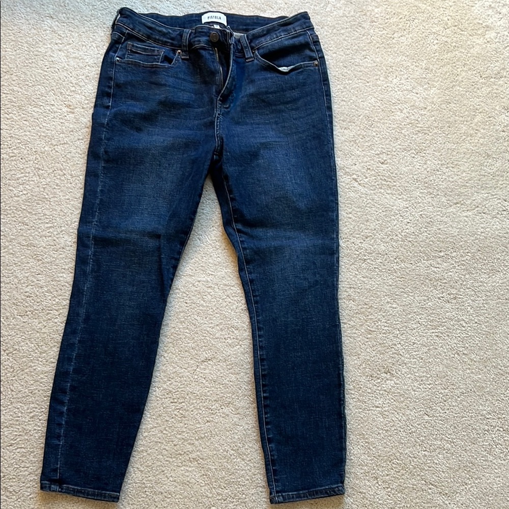 Pistola Blue Skinny Jeans with Contrast Stitching